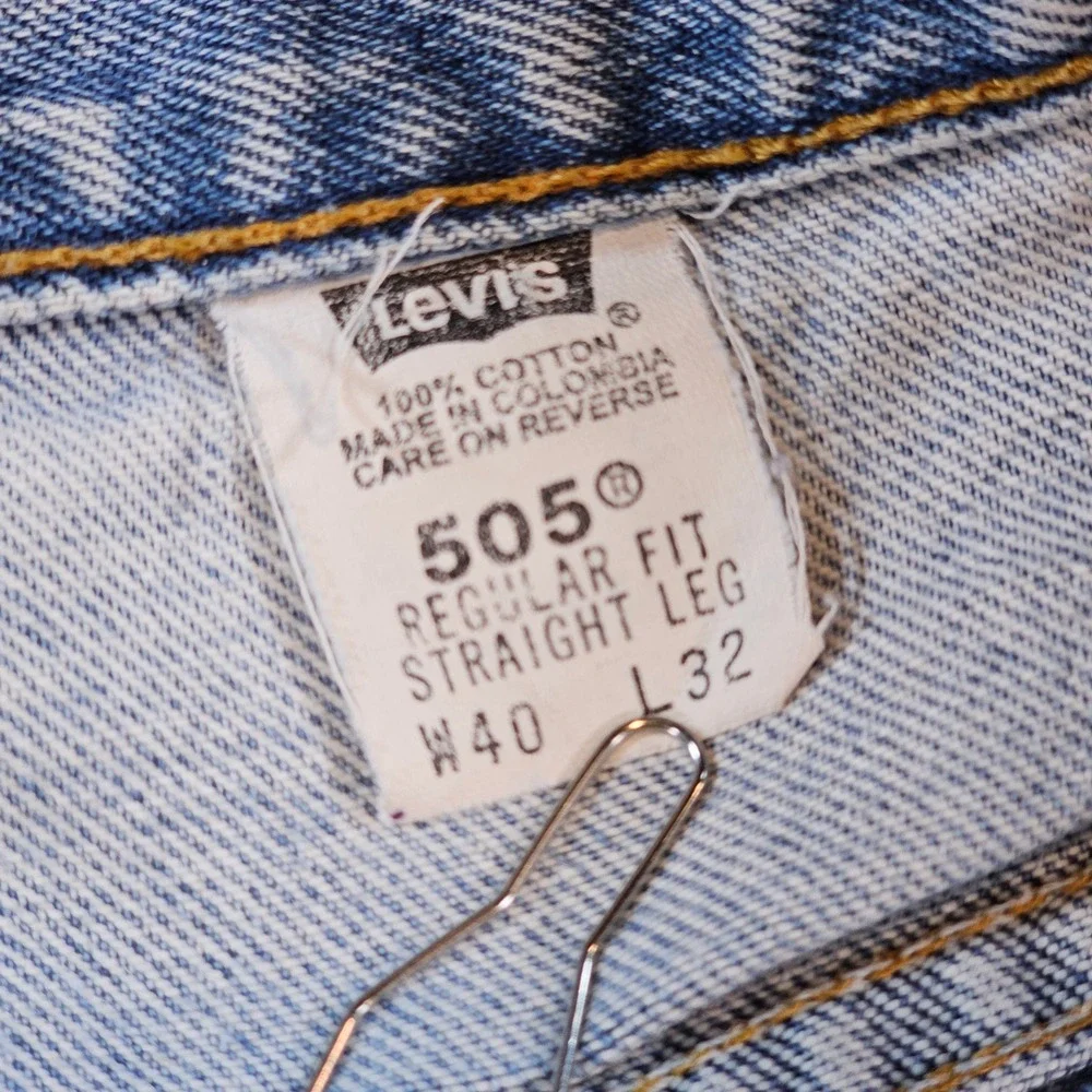 Levi's 505 Mens 38x32 (40x32 Tag) Regular Straight Light Blue Jeans Denim VTG